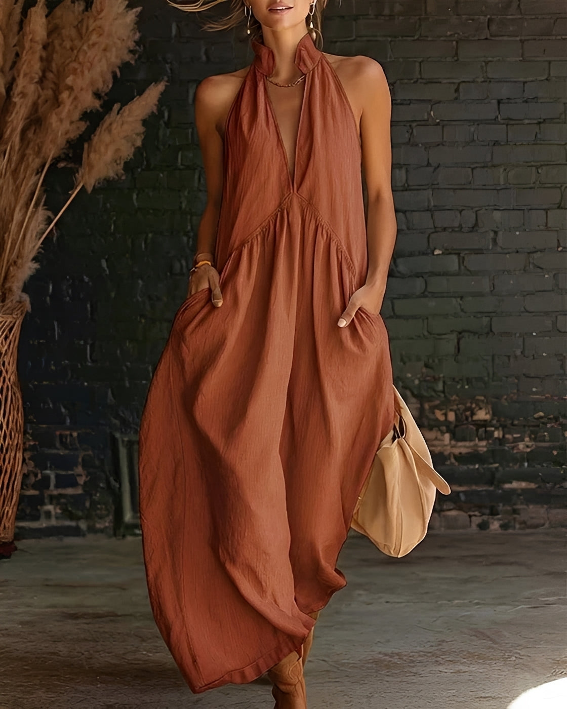 Briony - Robe Longue Chic Sans Manches