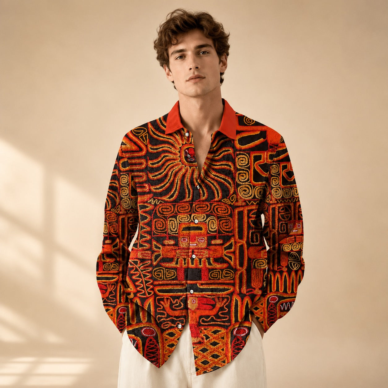 Neil - Chemise imprimée à manches longues au style artistique