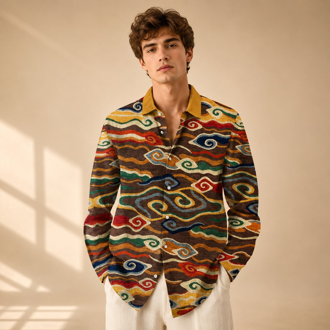 Neil - Chemise imprimée à manches longues au style artistique