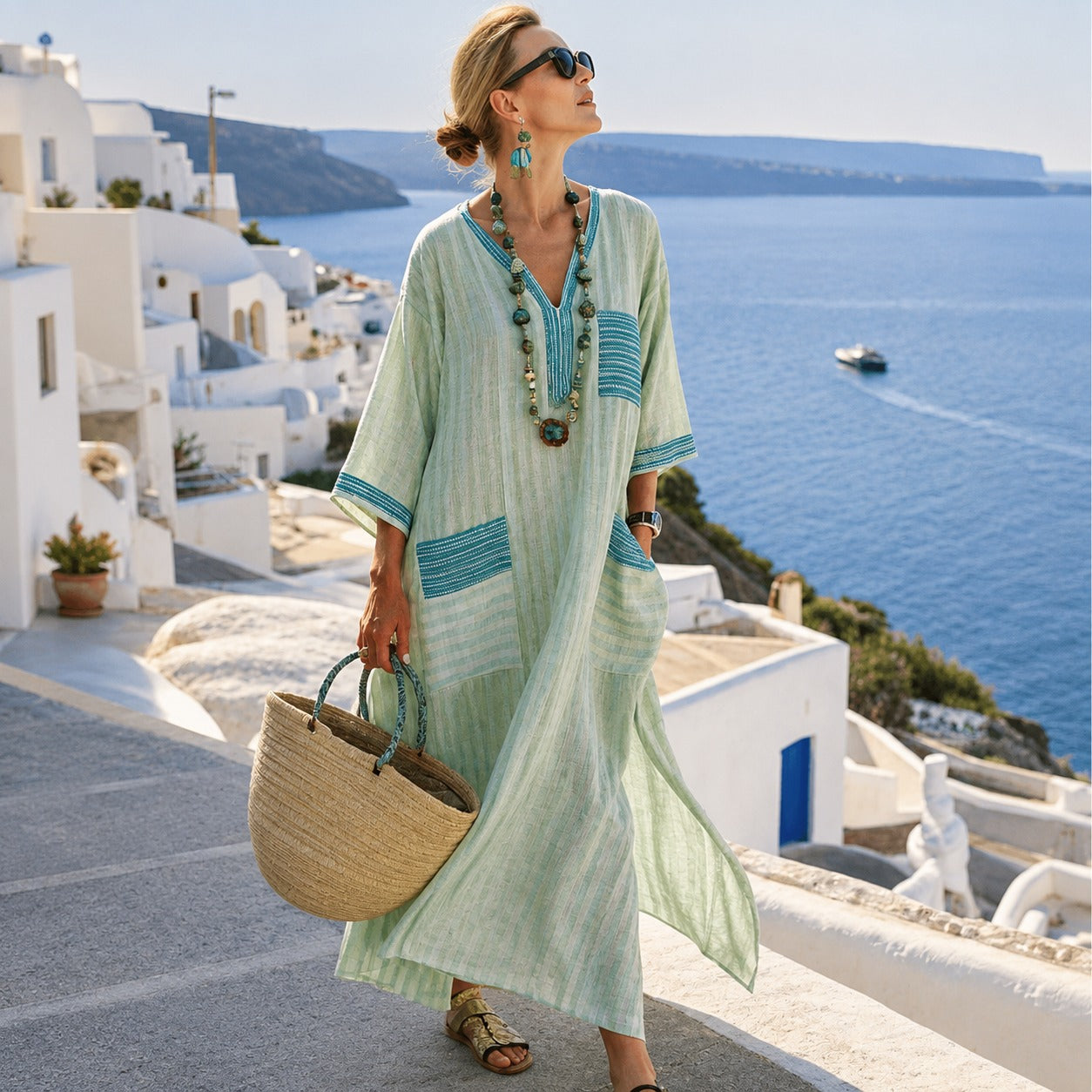 Aiza - Robe Midi à Motifs Style Bohème
