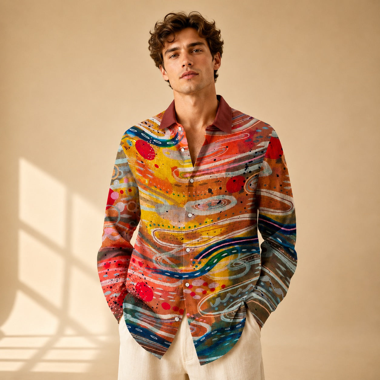 Neil - Chemise imprimée à manches longues au style artistique