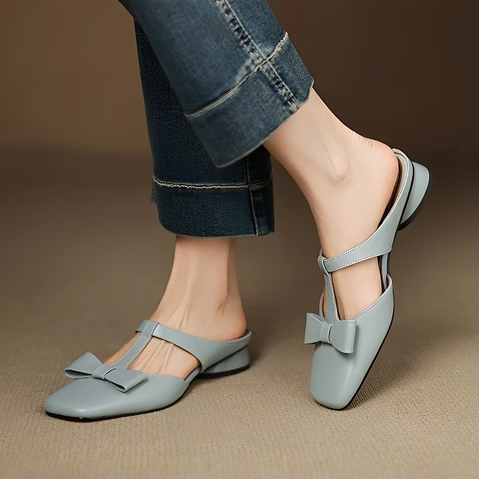 Jean - Mules Élégantes avec Noeud