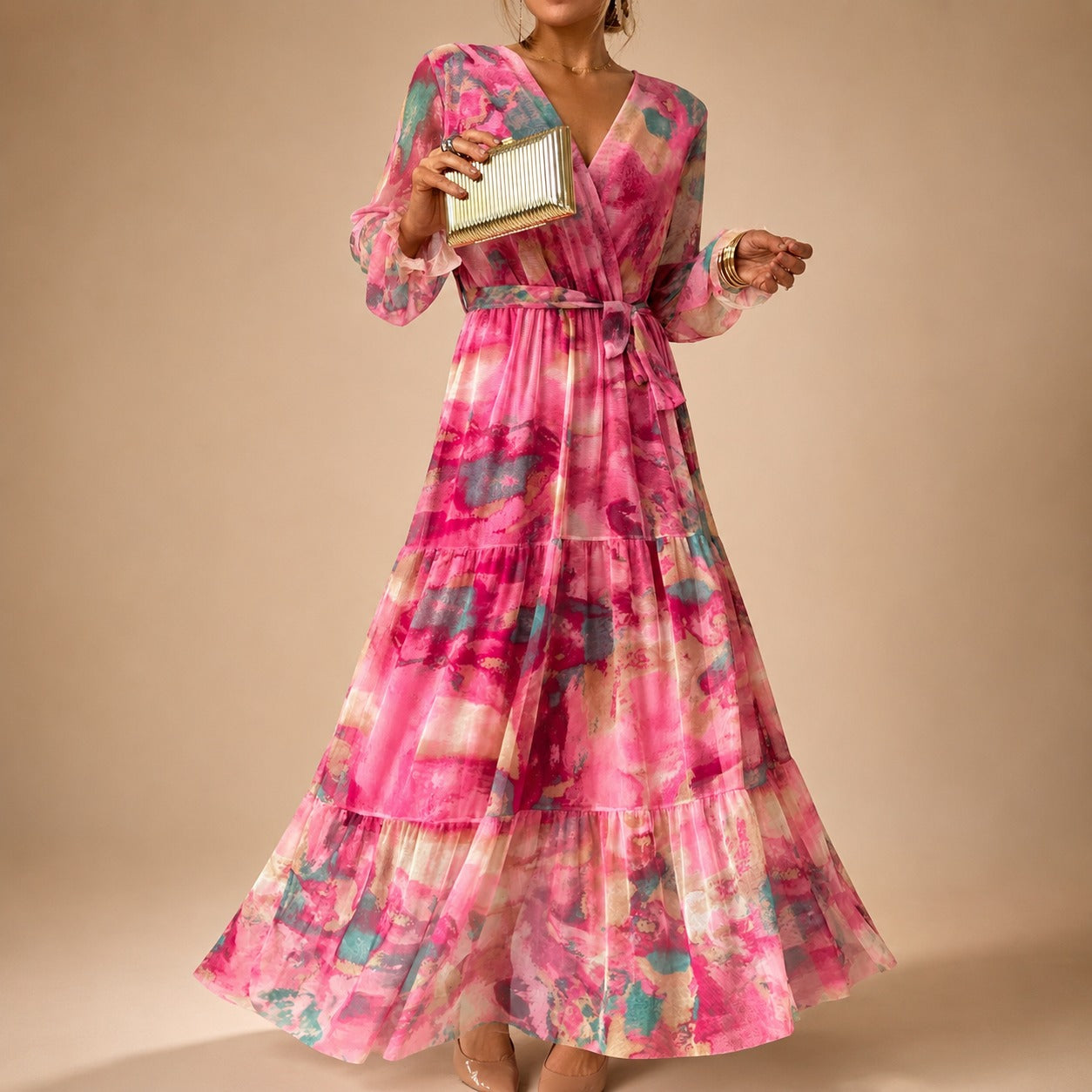 Carroll - Robe à motifs floraux avec manches longues