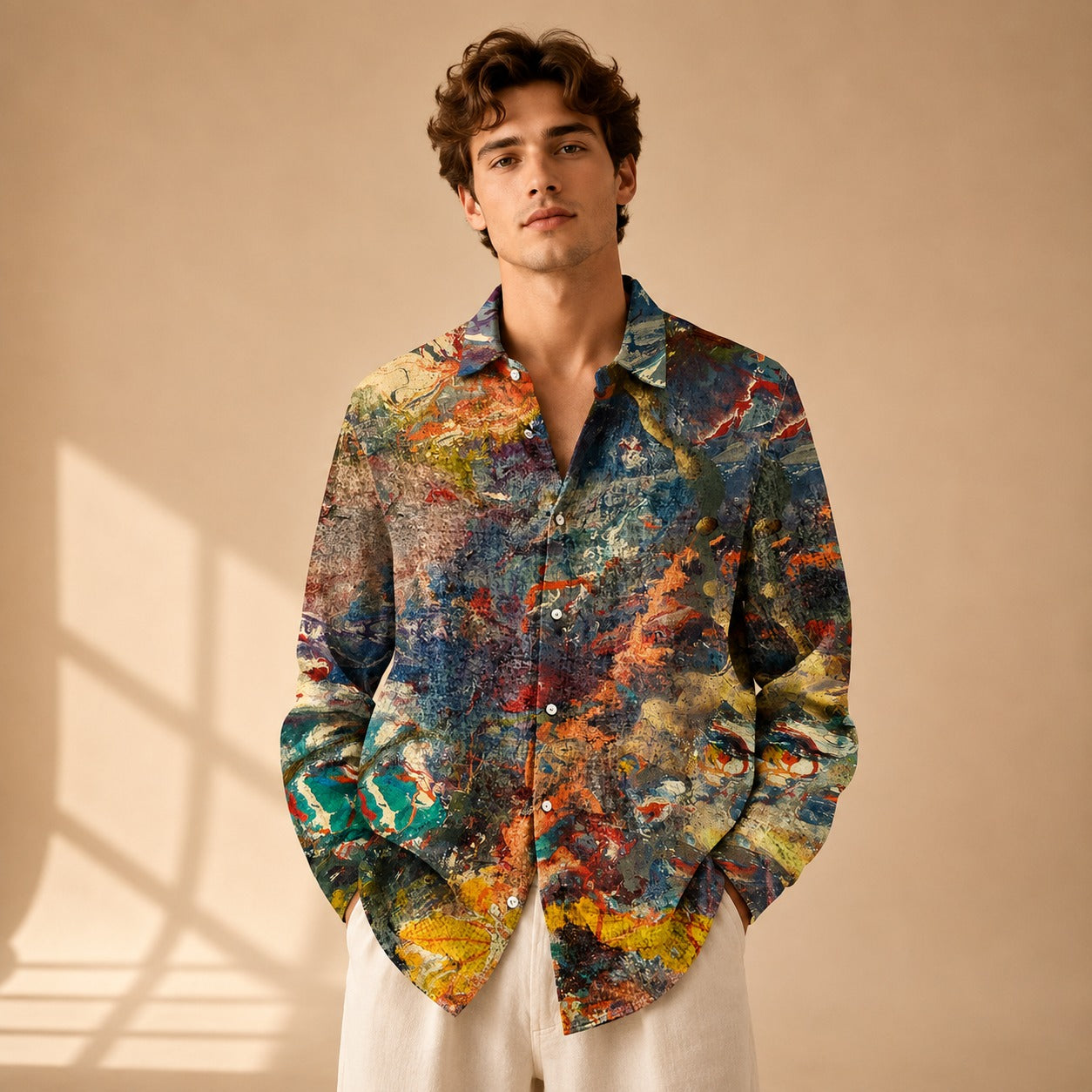 Neil - Chemise imprimée à manches longues au style artistique
