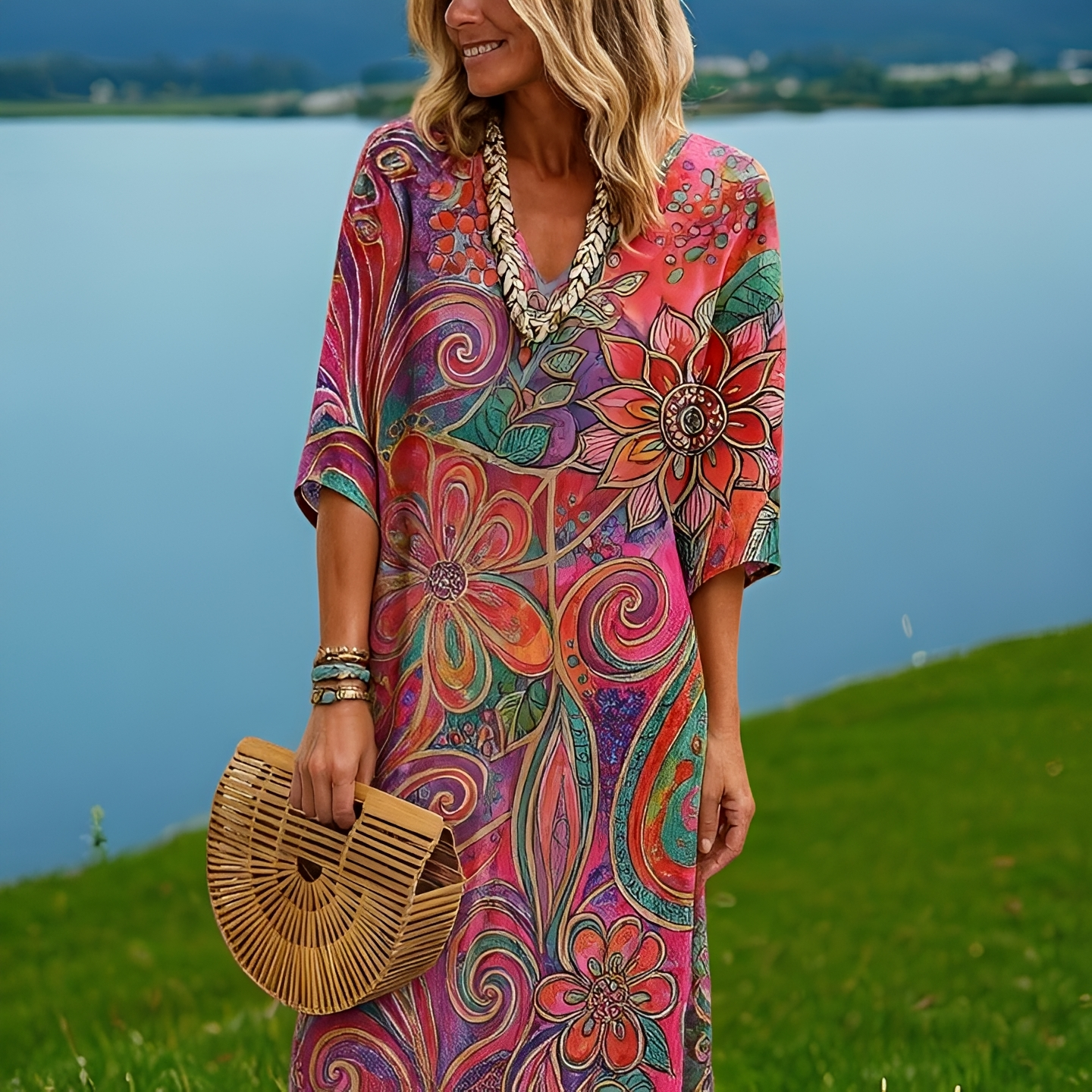 Amara - Robe à Motifs Floraux Colorés