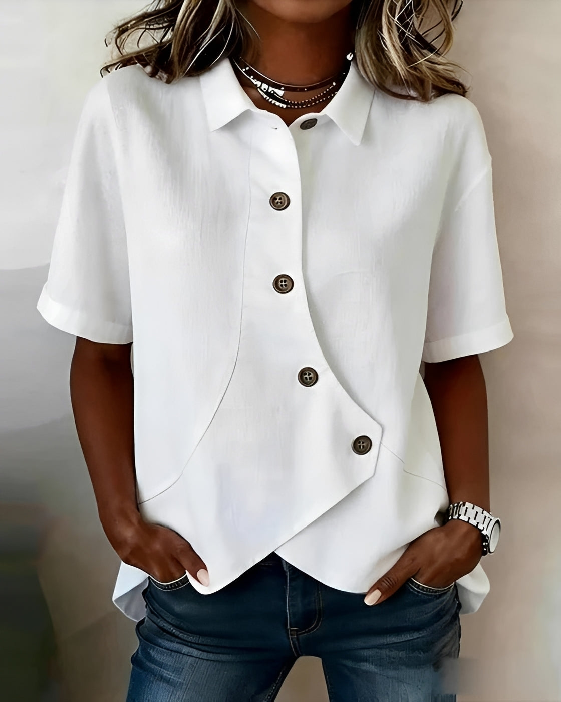 Mia - Chemise Asymétrique à Boutons