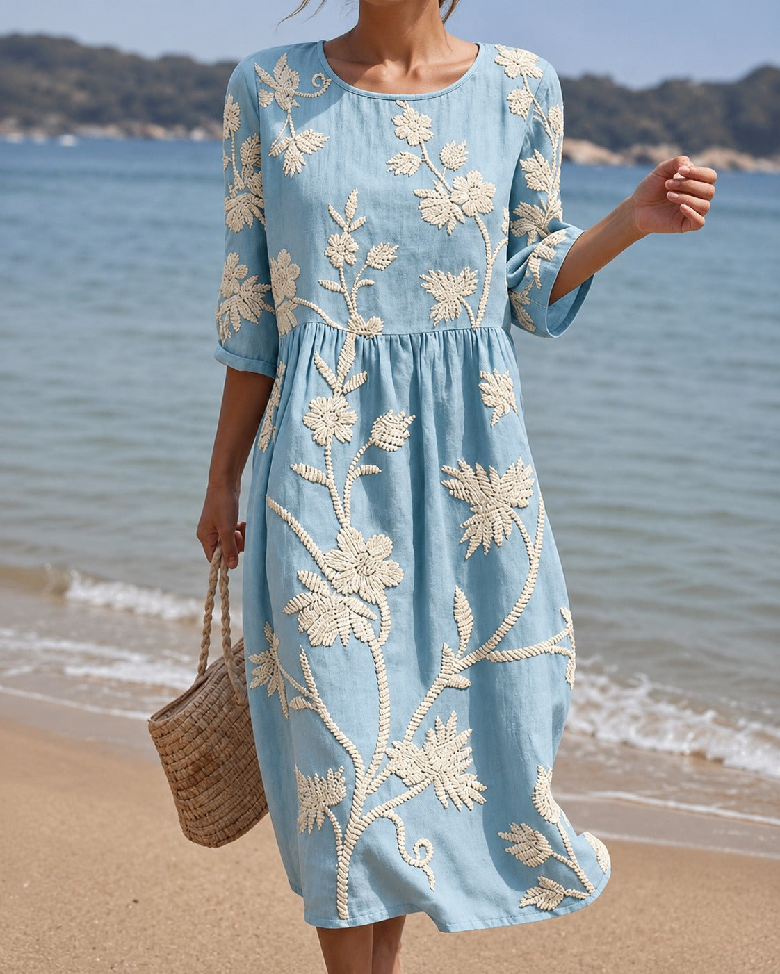 Teresa - Robe Midi Élégante avec Broderies