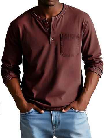 Steve - Chemise homme à manches longues, style décontracté