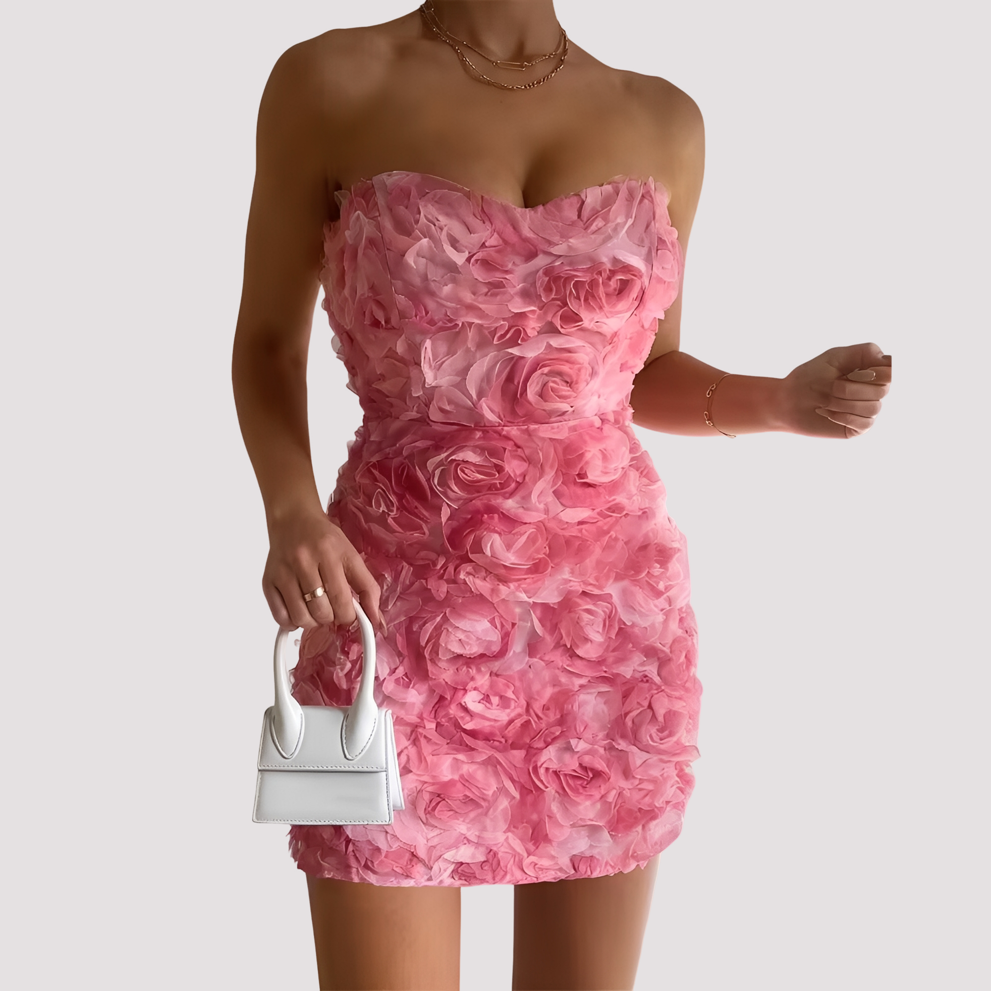 Nastia - Robe sans bretelles fleurie et chic pour femmes