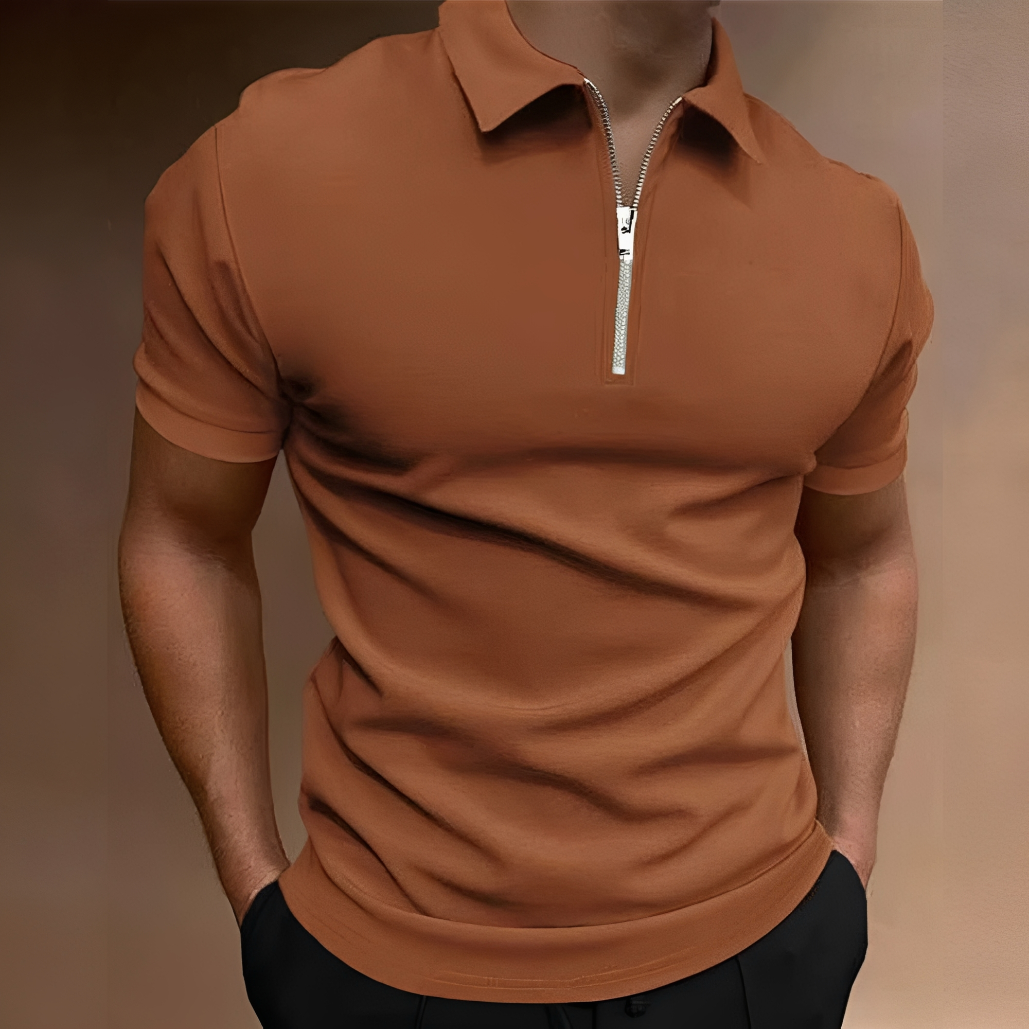 Carlos - Polo élégant pour hommes avec fermeture éclair