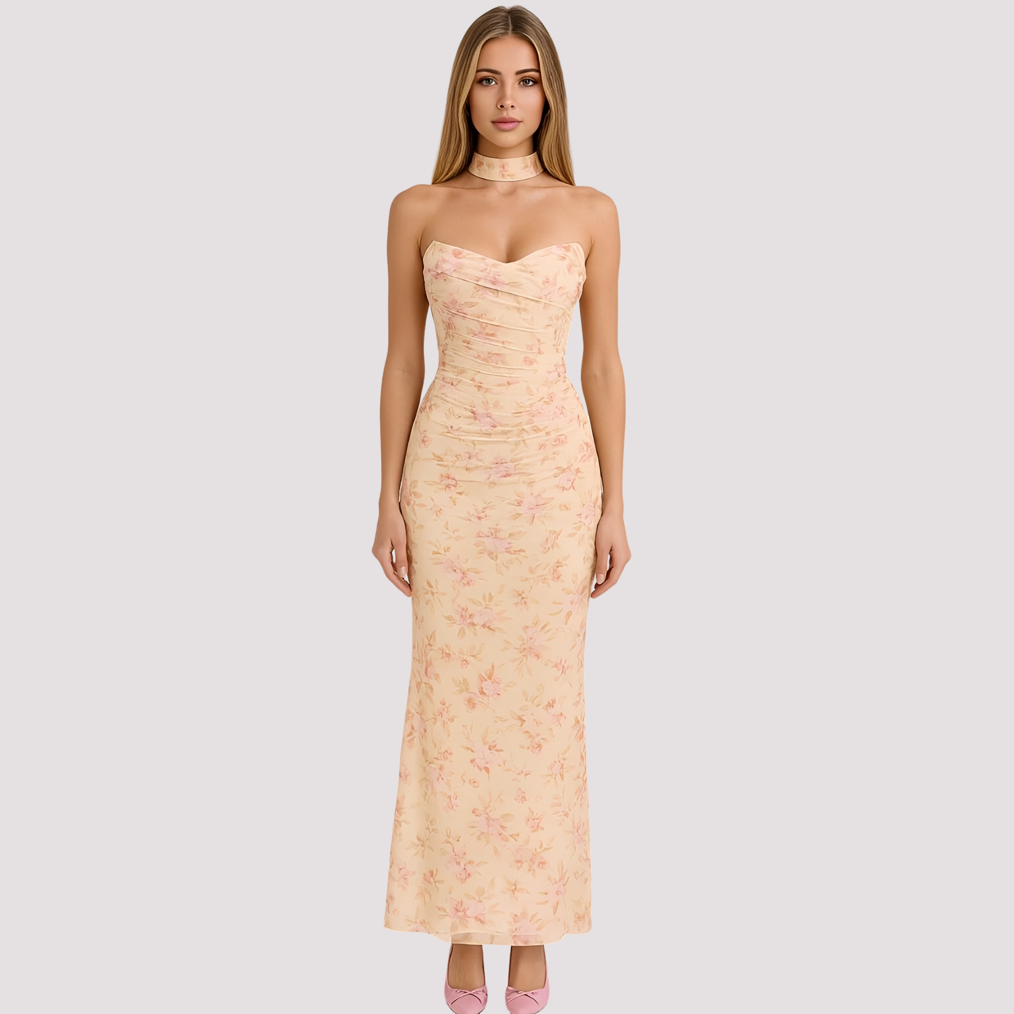 Antonia - Robe chic moulante avec collier