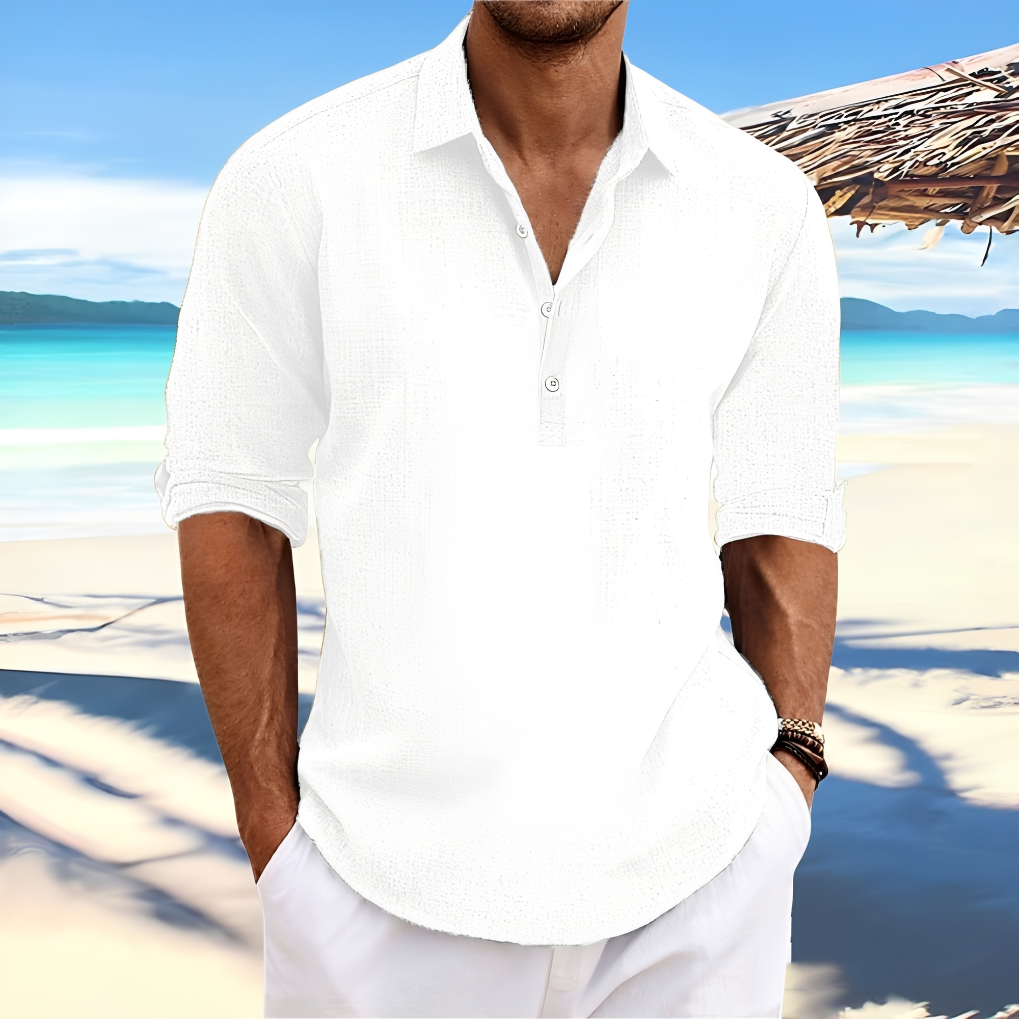 Ricky – Chemise homme à manches longues – idéale pour des journées chaudes et confortables