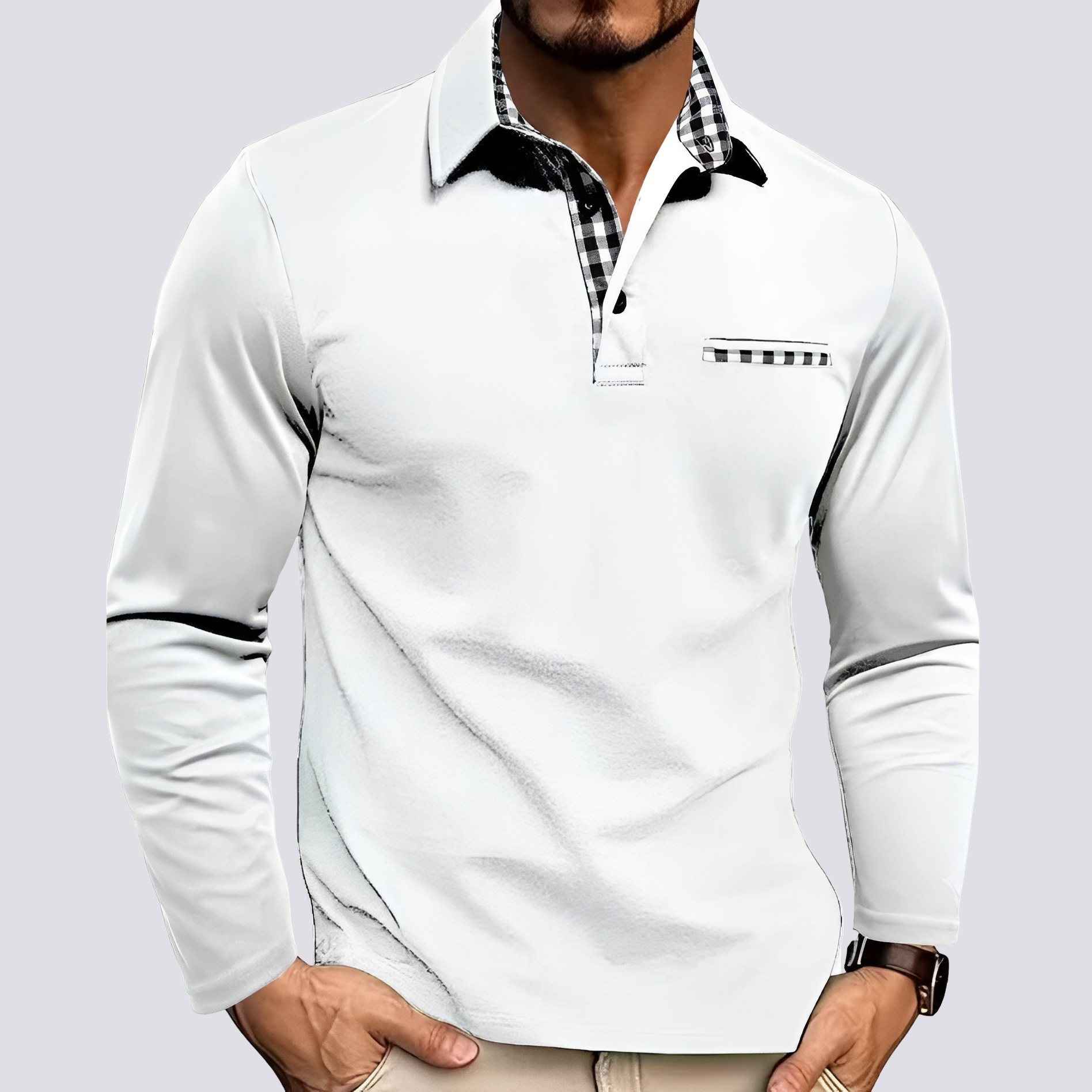 Mark – Polo pour homme – décontracté à manches longues