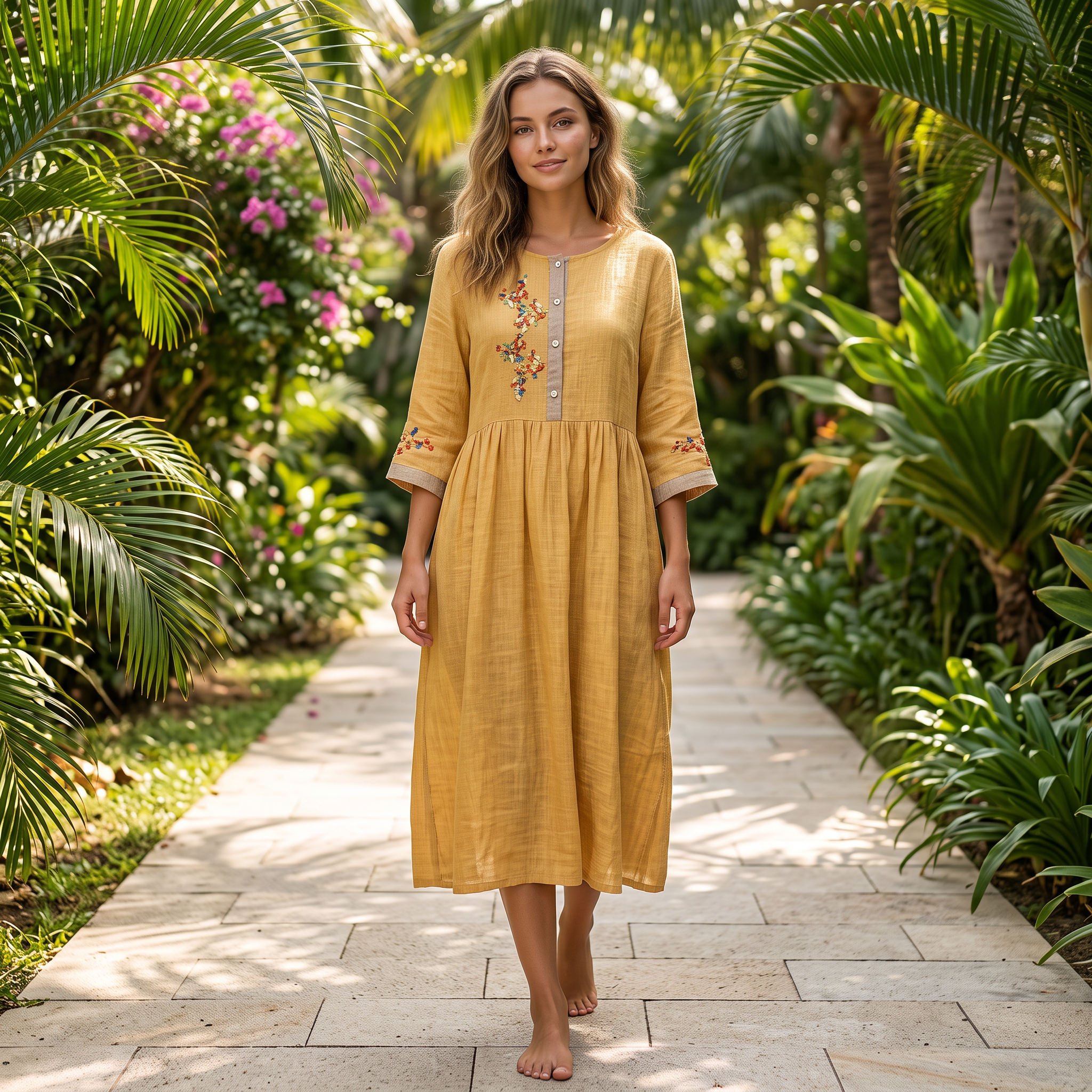 Laura - Robe Décontractée de Style Bohème avec Broderies