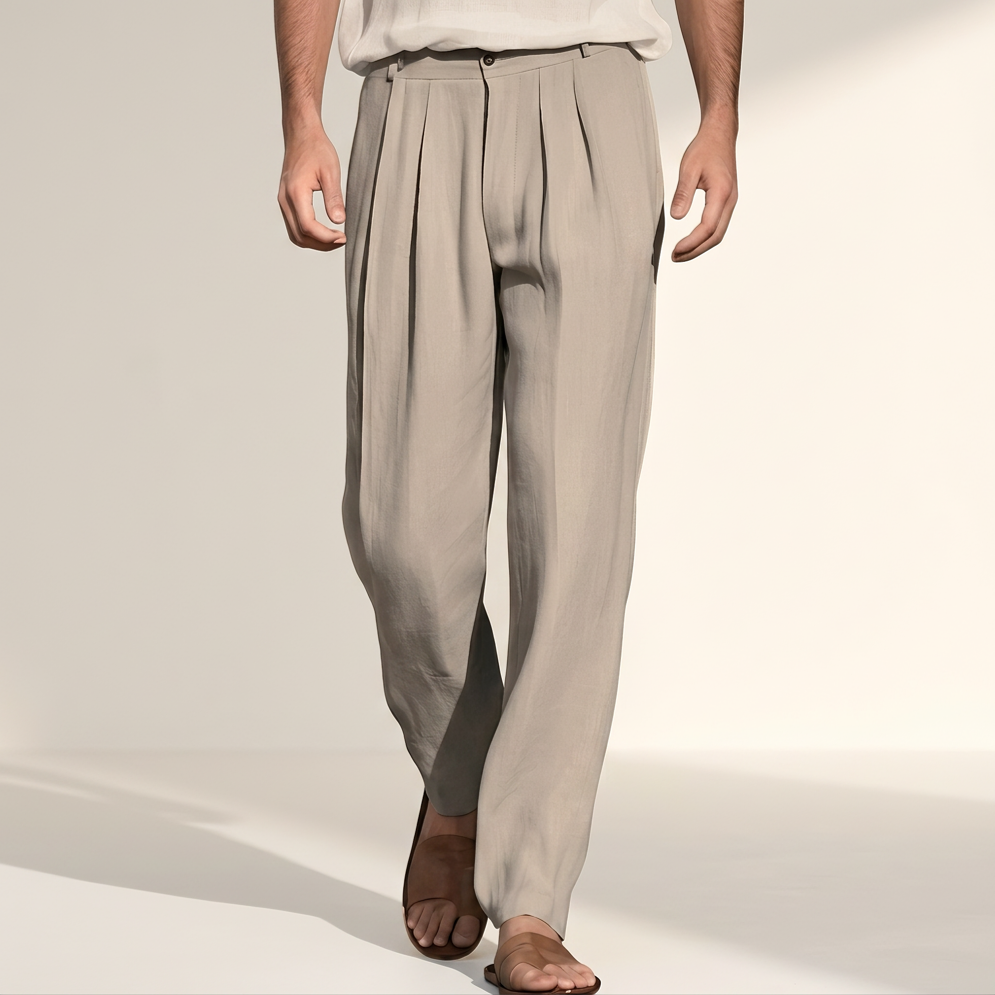 Randall - Pantalon ample avec plis et décontracté