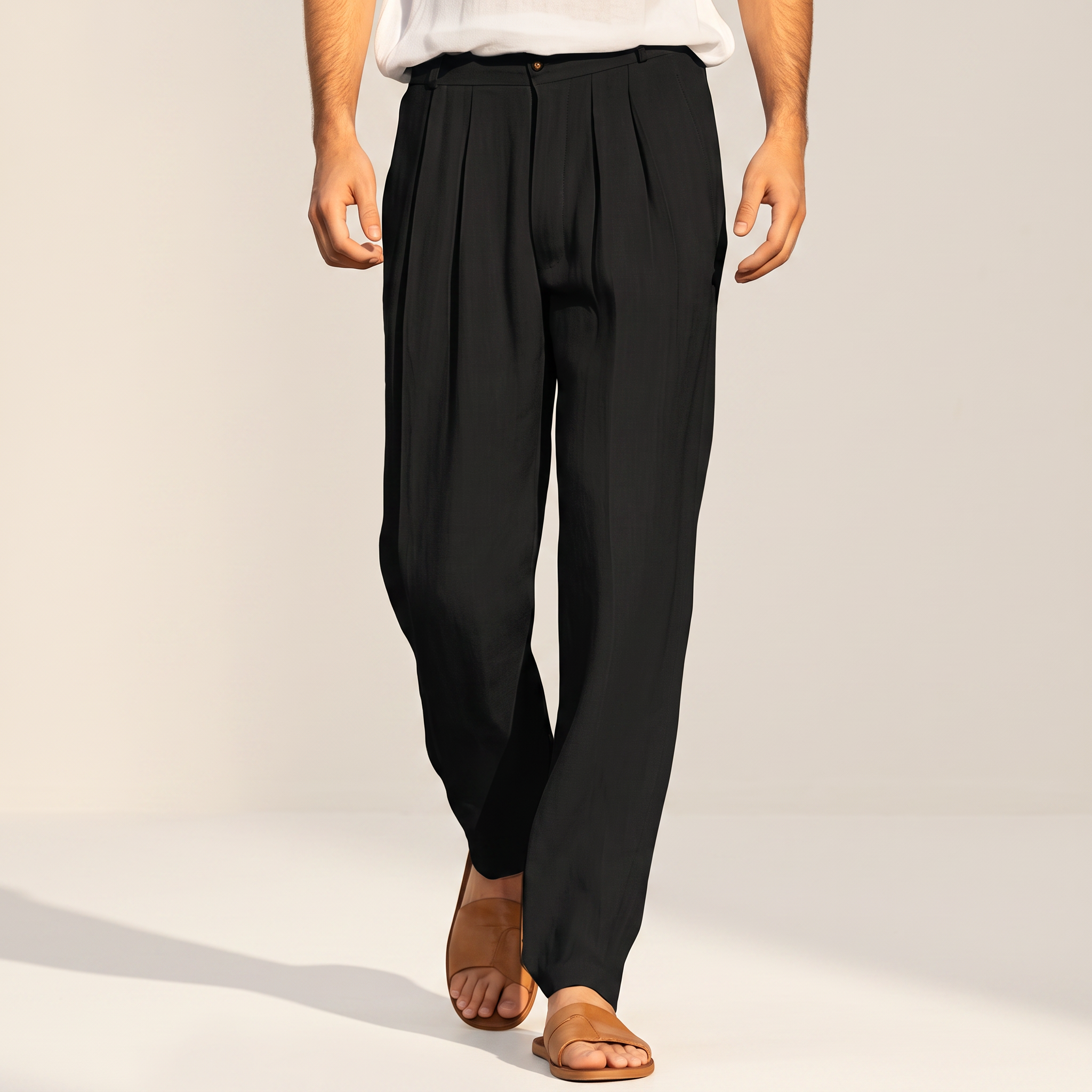 Randall - Pantalon ample avec plis et décontracté