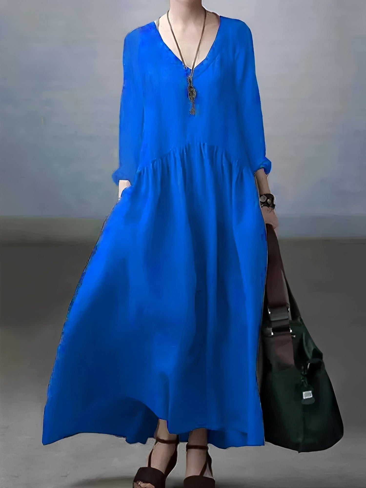 Lindy - Robe large et relax avec col en V pour femmes