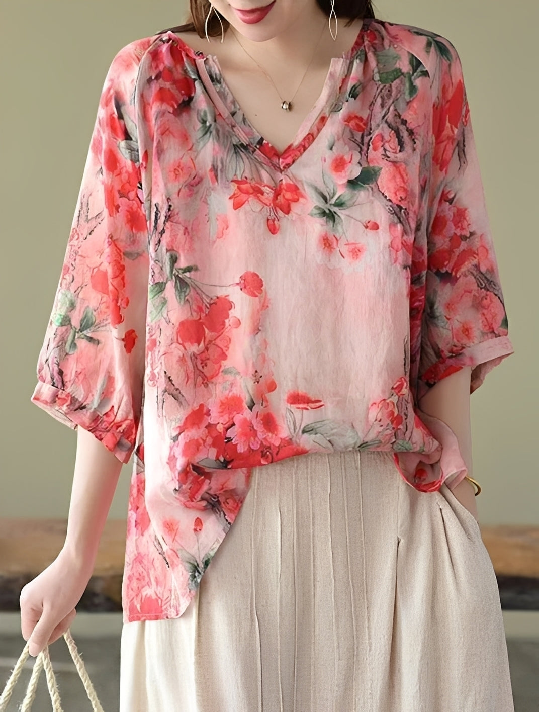 Nancy - Blouses amples et élégantes avec motifs pour femmes