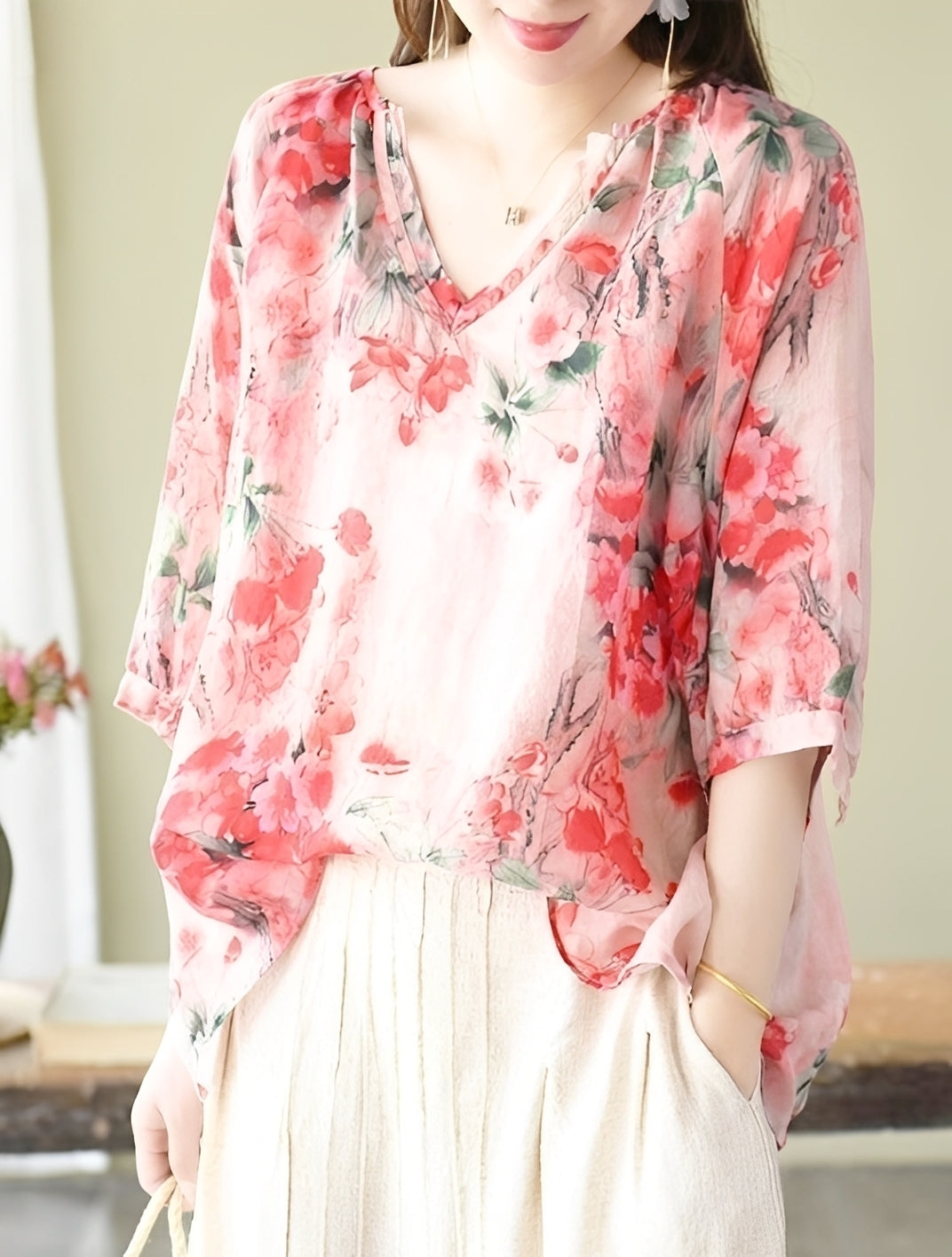 Nancy - Blouses amples et élégantes avec motifs pour femmes