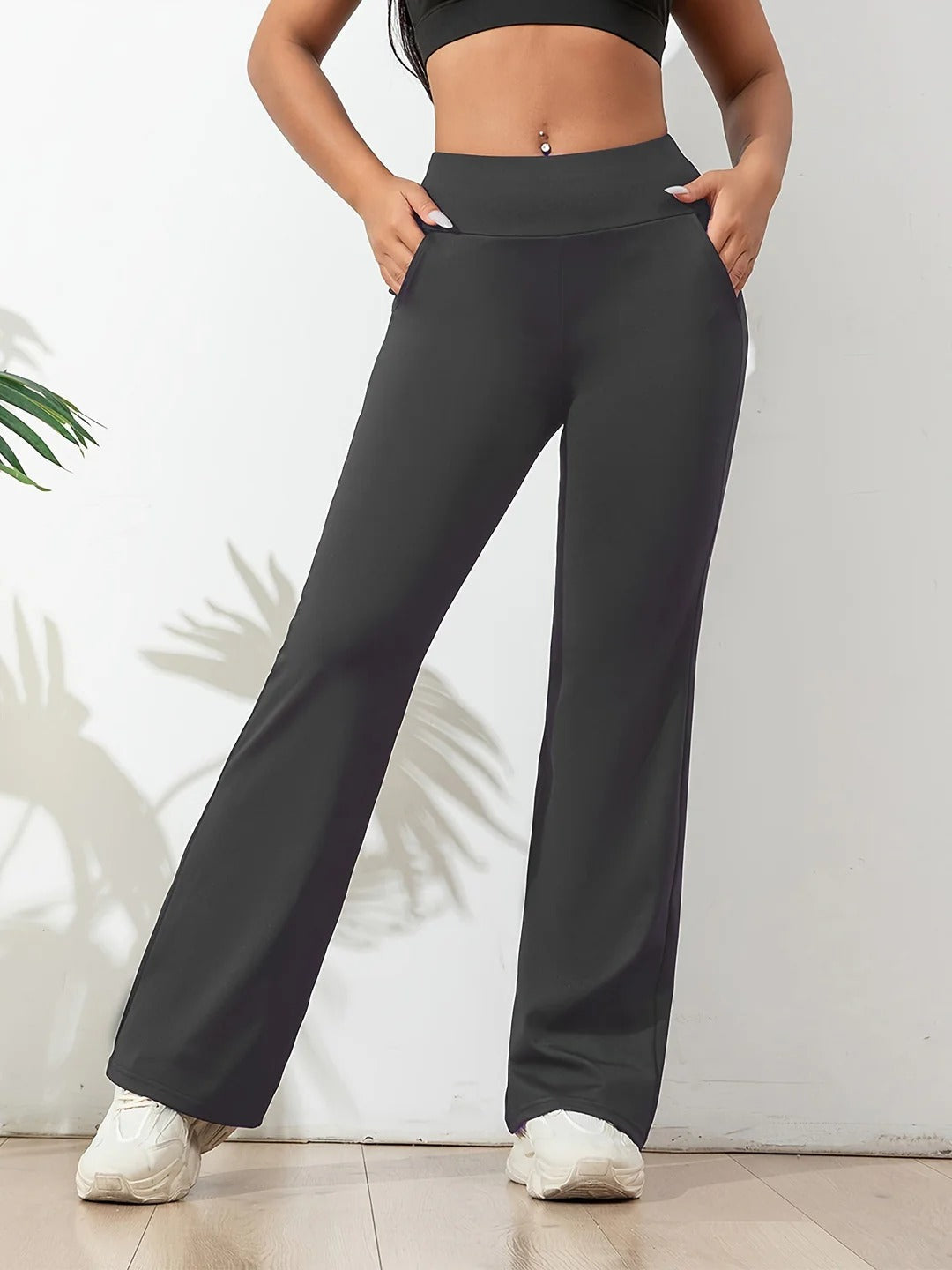 Lucia - Pantalon Décontracté Évasé Taille Haute
