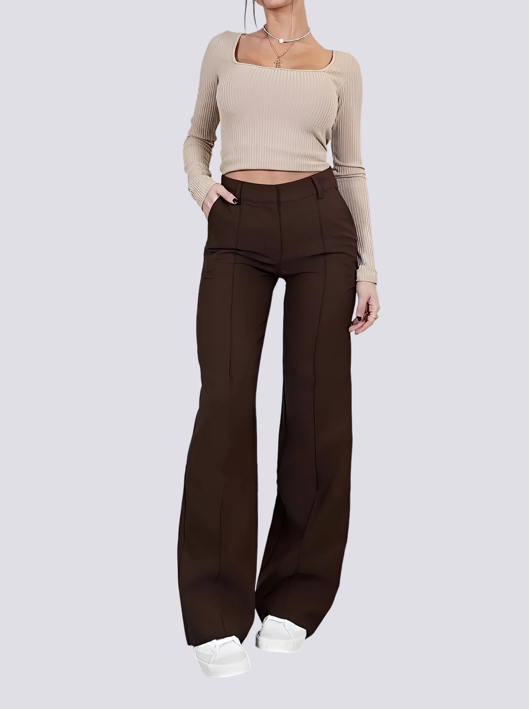 Amelie - Pantalon chic à taille haute et coupe droite