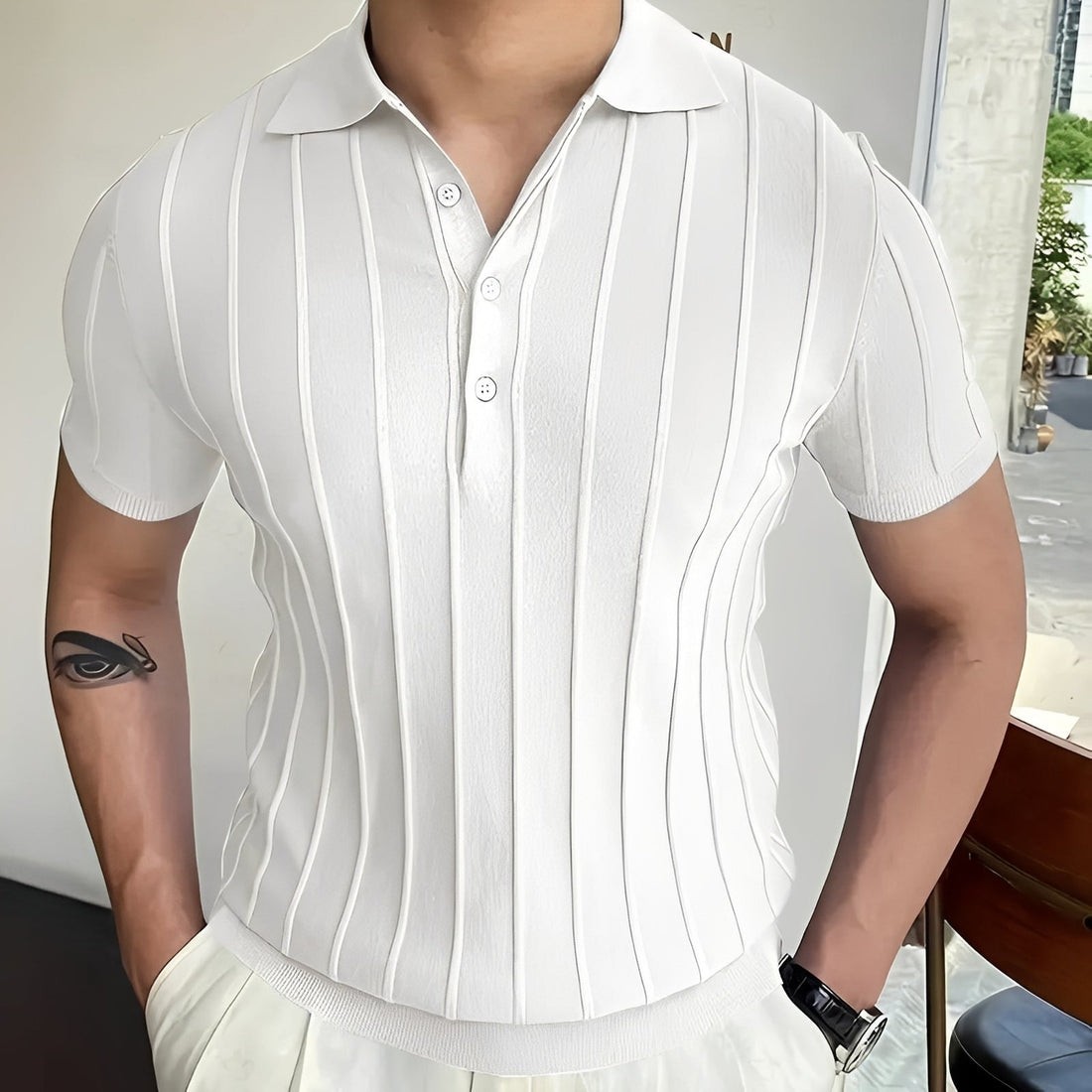 Joss - Chemise élégante avec col rayé pour hommes