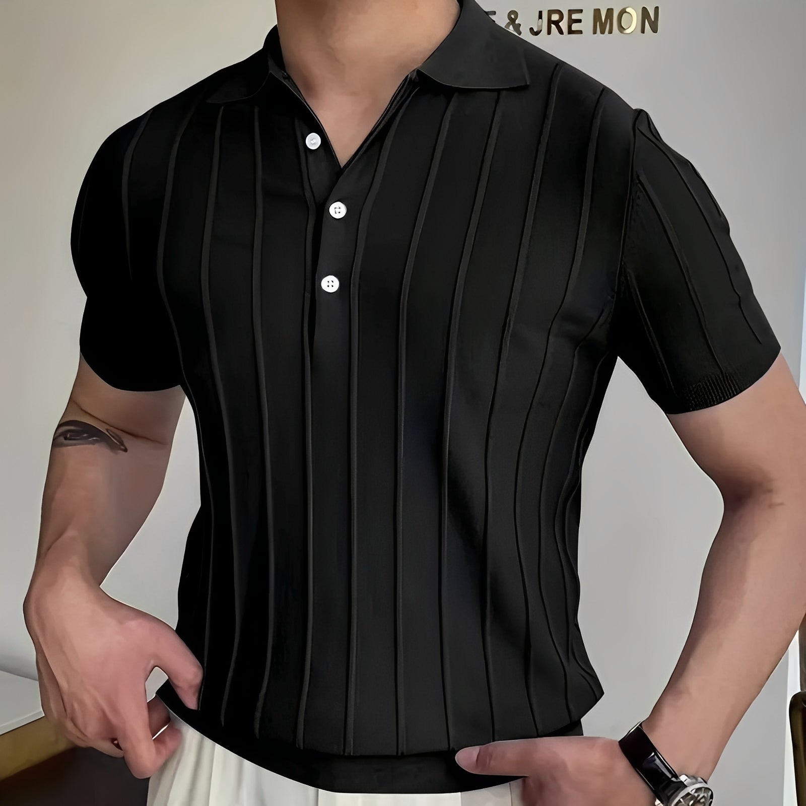 Joss - Chemise élégante avec col rayé pour hommes