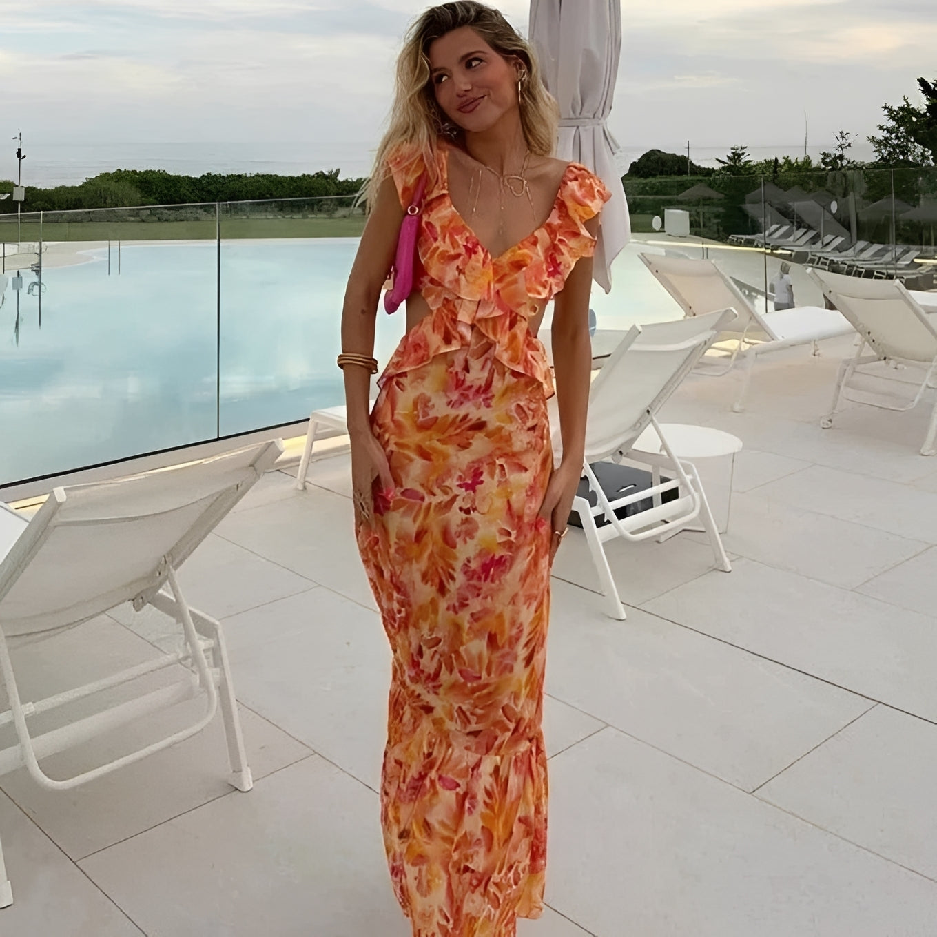 Lorraine - Robe élégante et maxi à motifs floraux