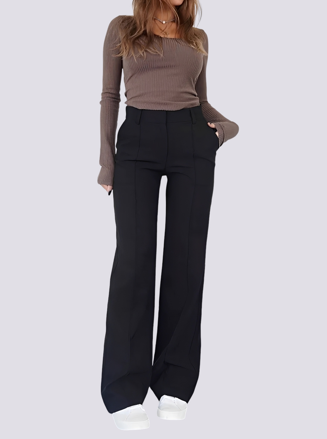 Amelie - Pantalon chic à taille haute et coupe droite