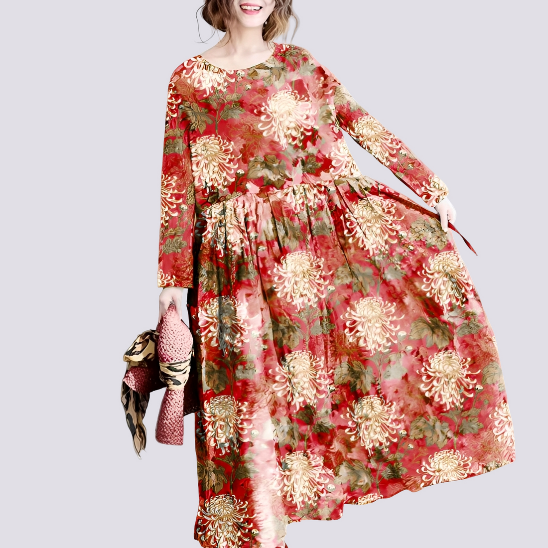 Terry - Robe maxi longue élégante à motif floral pour femmes