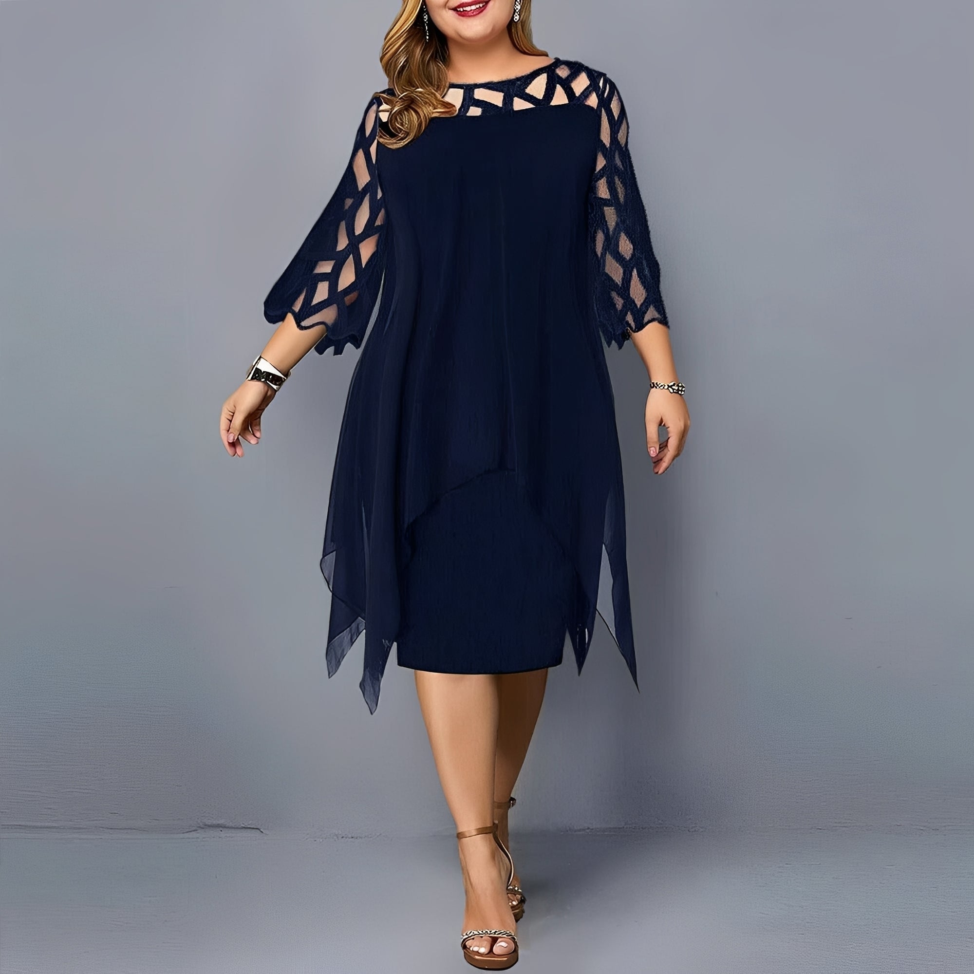 Eleanor - Robe élégante mi-longue en chiffon