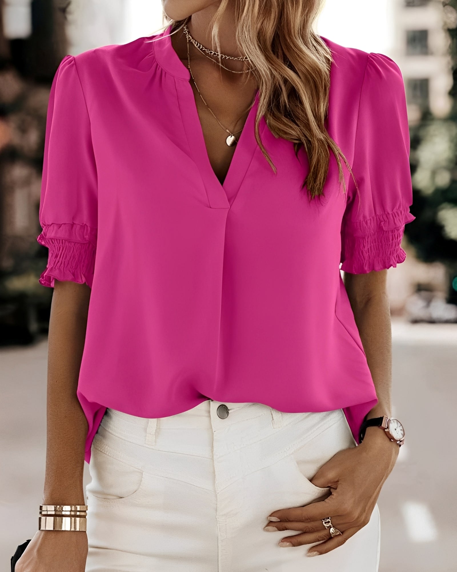 Amanda - Blouse élégante à manches courtes pour femmes