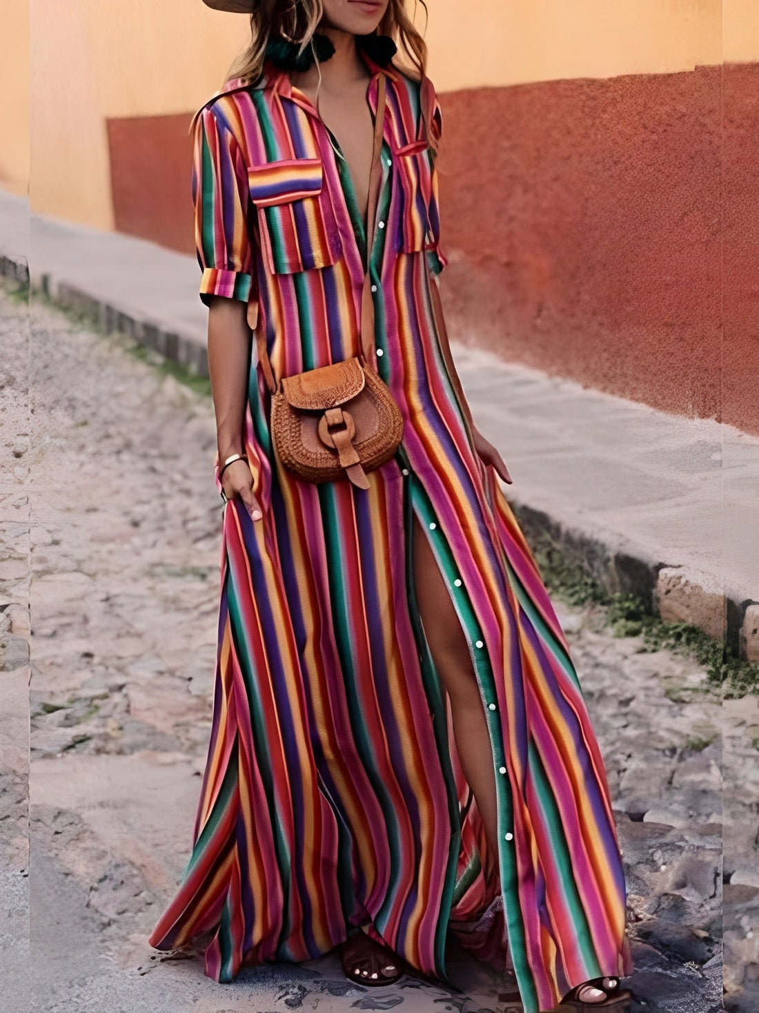 Samara - Élégante robe longue à rayures