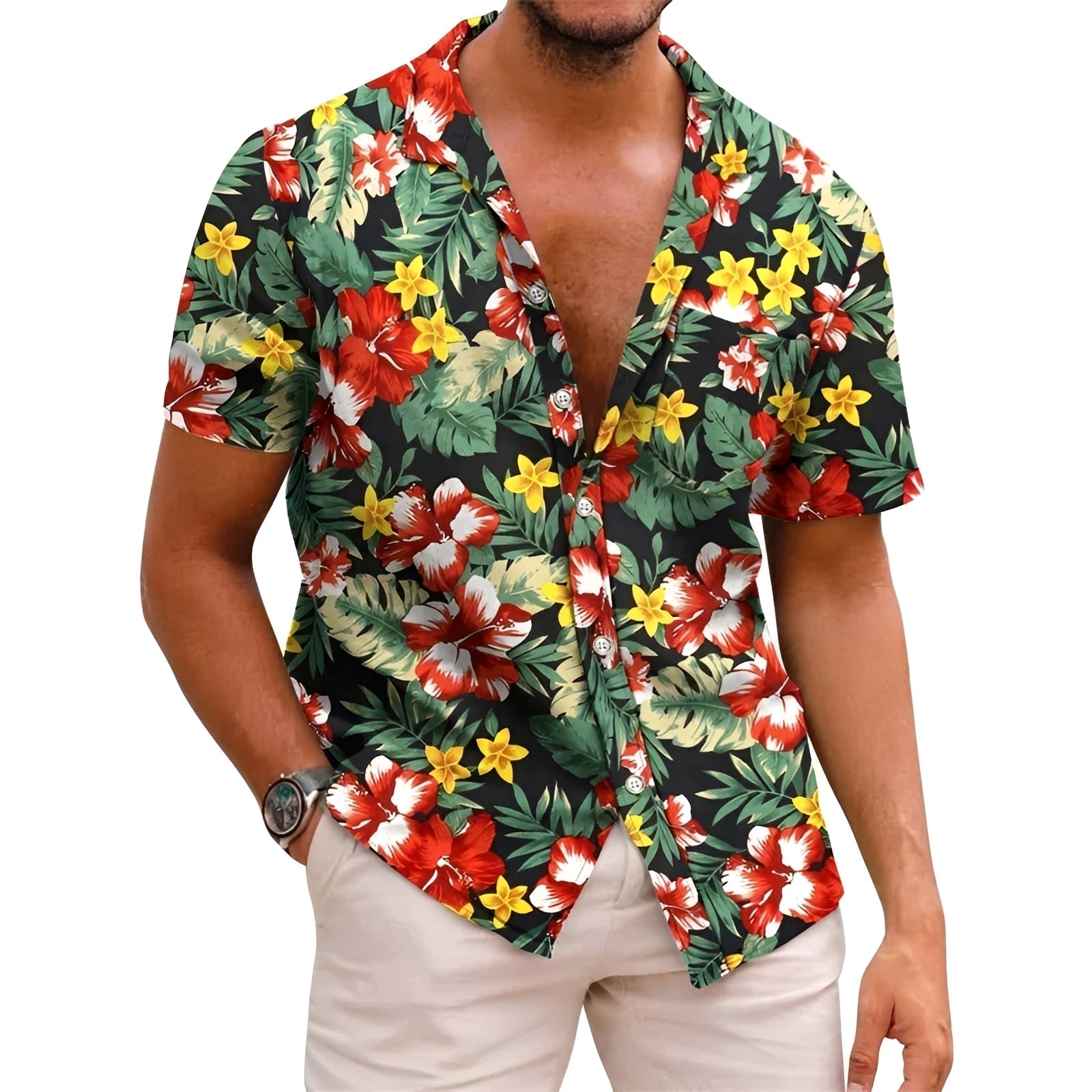 Harry - Chemise homme au motif tropical élégant