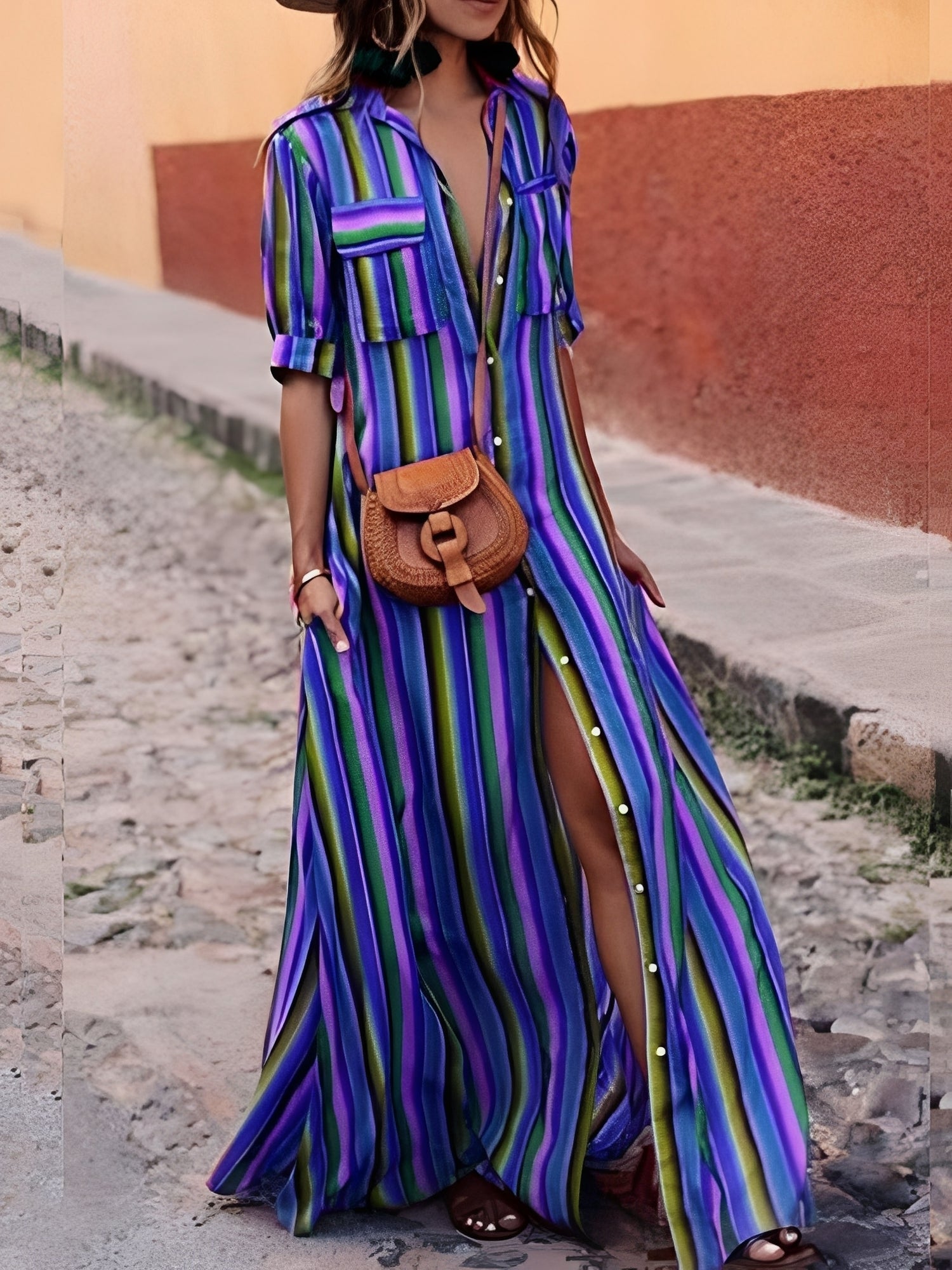 Samara - Élégante robe longue à rayures