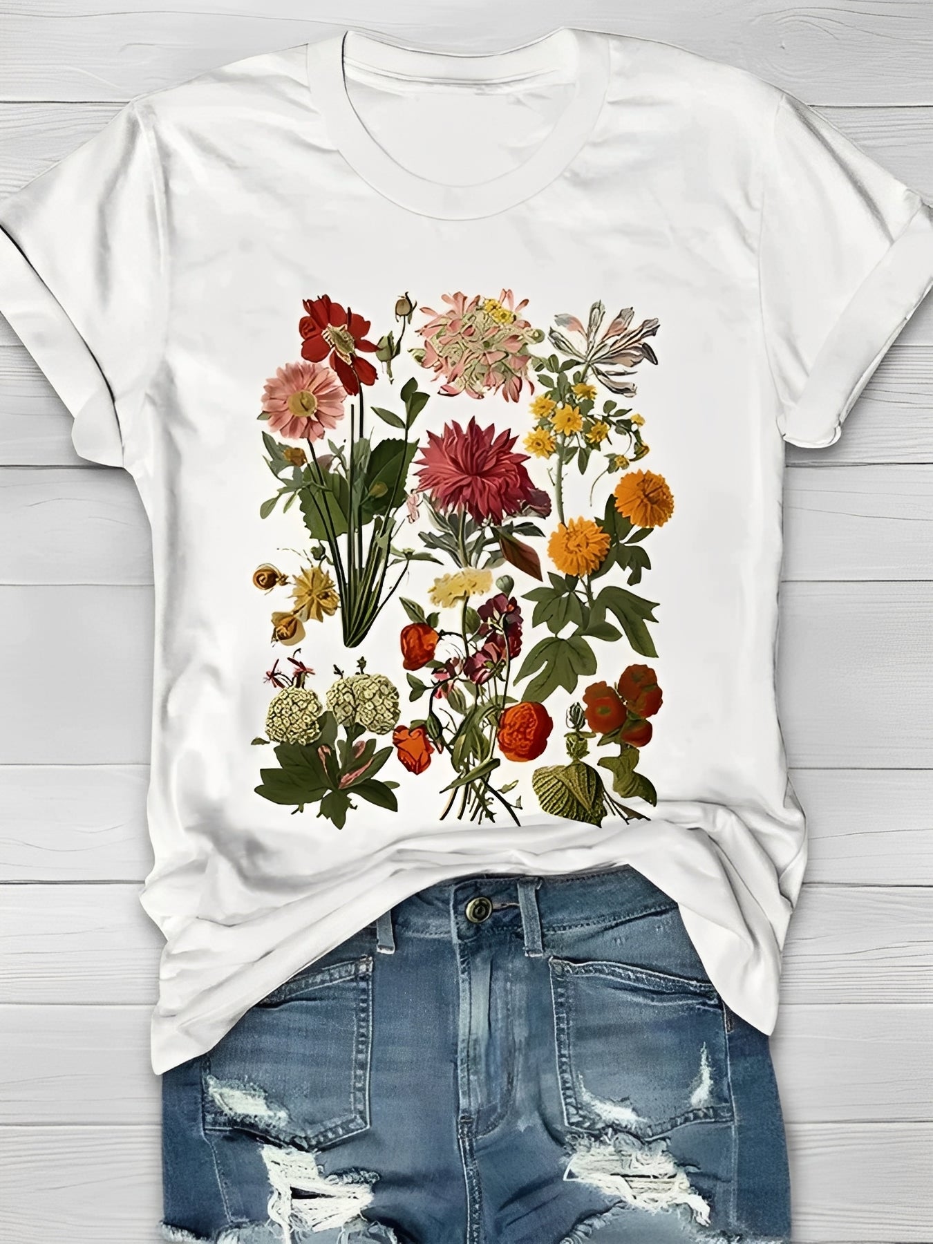 Annalise - T-shirt à la mode avec motif floral pour femmes