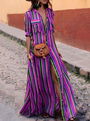 Samara - Élégante robe longue à rayures