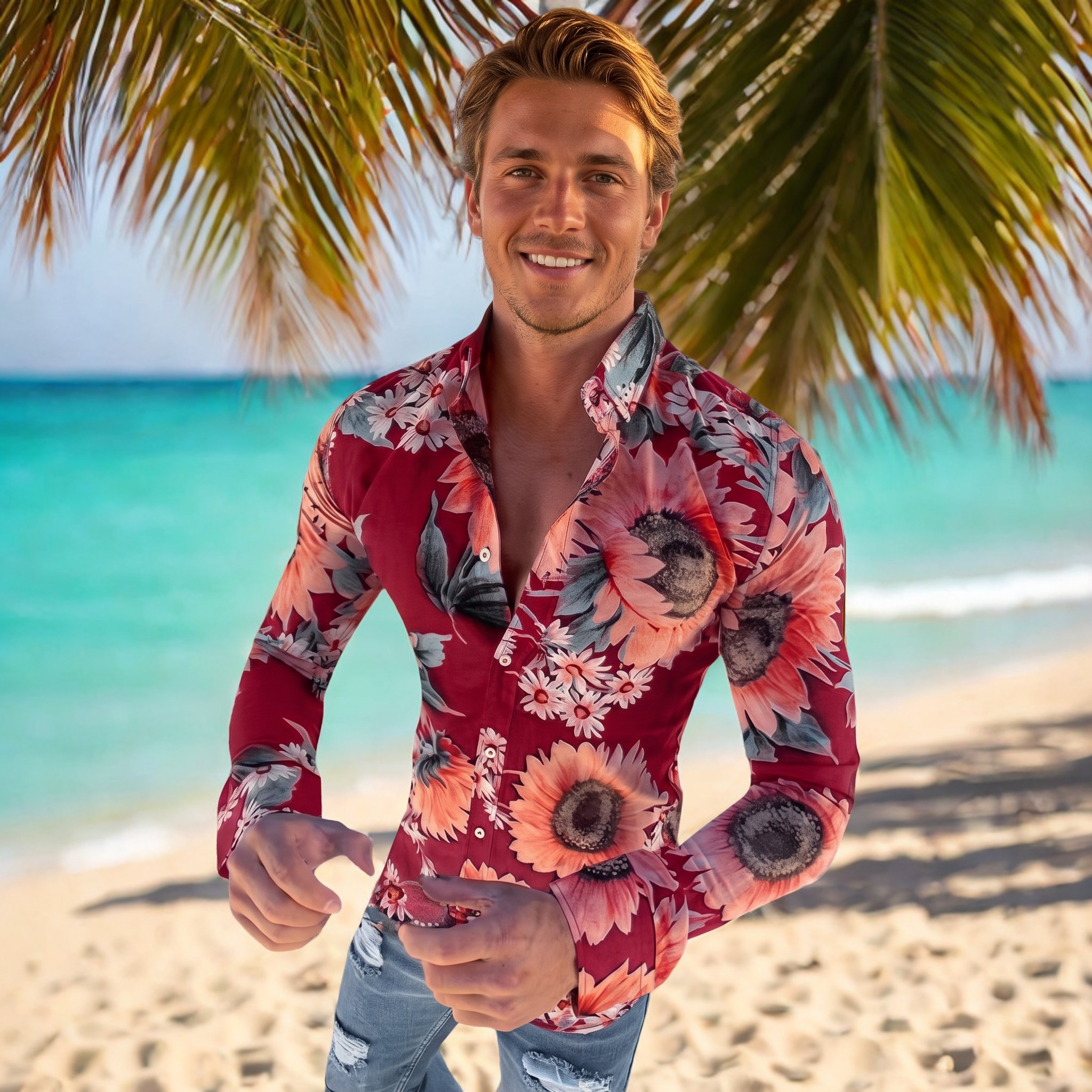 Denzel - Chemise à motif floral avec manches longues