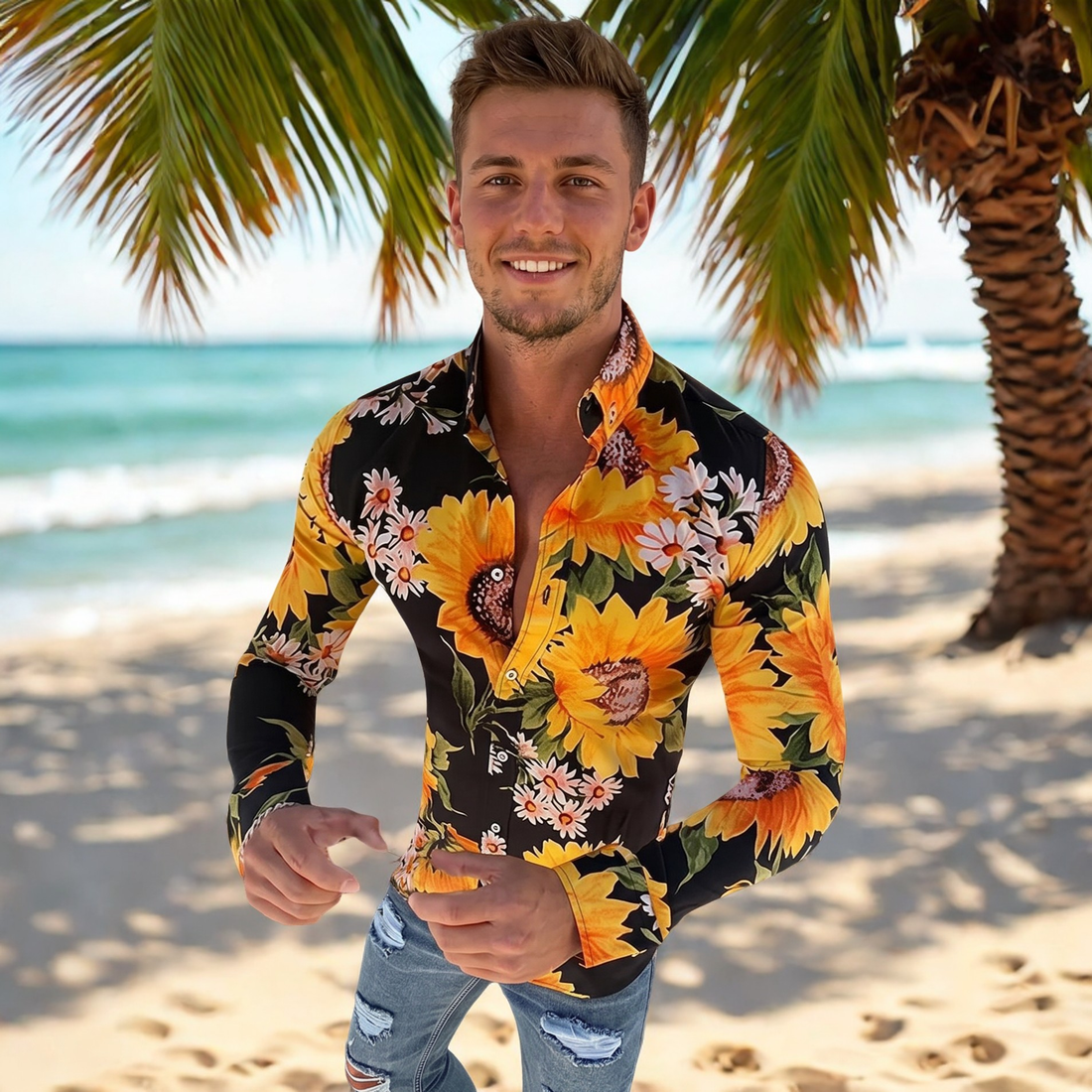 Denzel - Chemise à motif floral avec manches longues