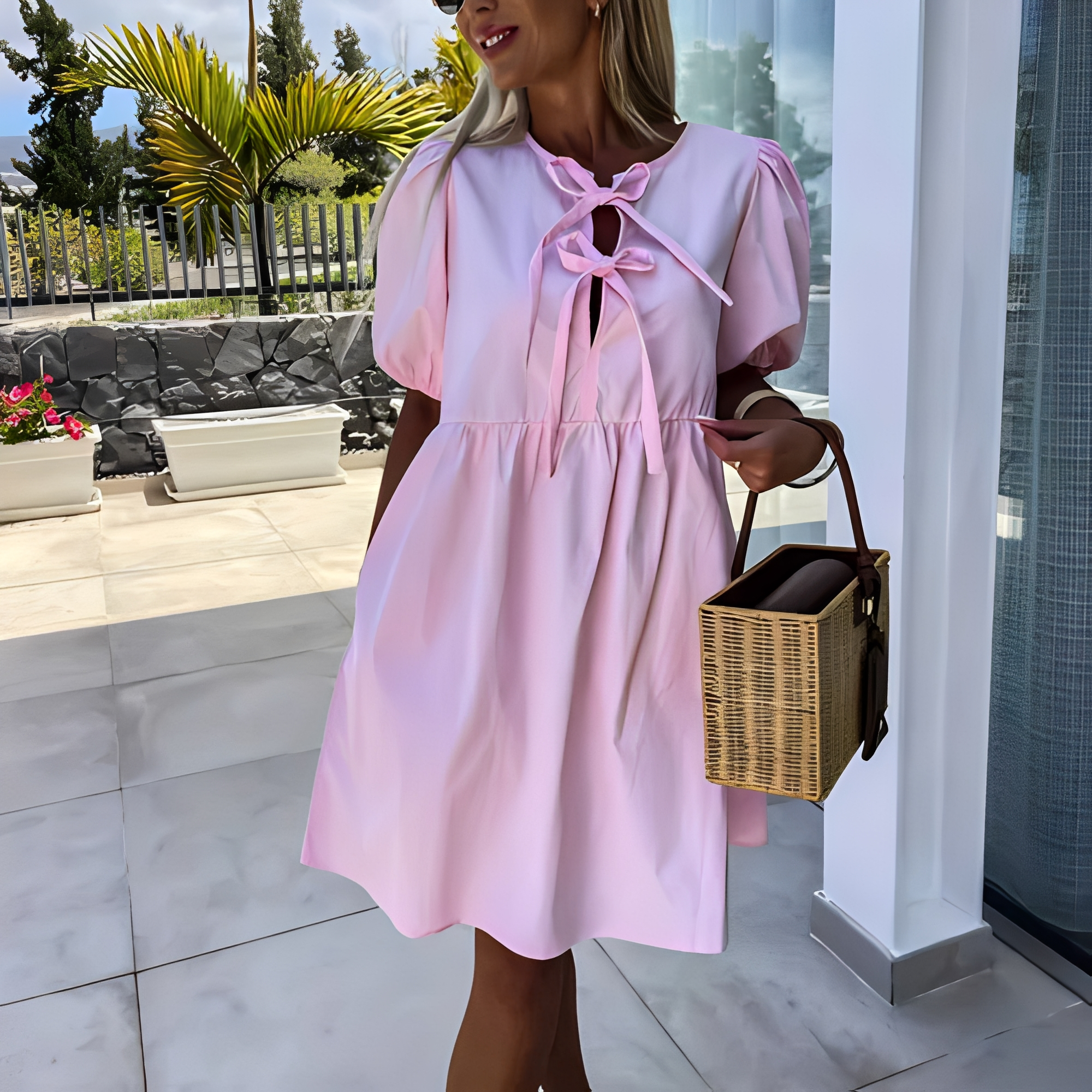 Eunice - Robe chic d'été à manches bouffantes pour femme
